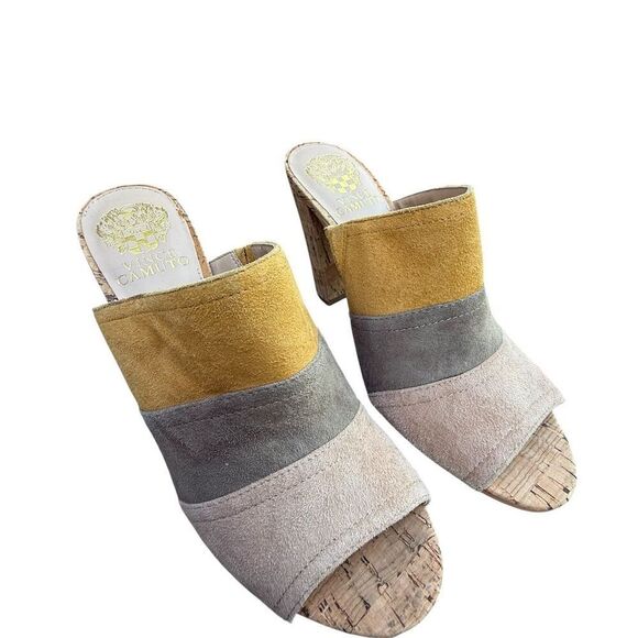 Vince Camuto Women's Color Block Suede Mules Multicolor Shoes Heels Size 7.5M - Picture 6 of 12